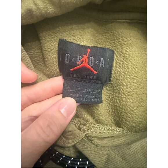Jordan Olive Green 23 Engineered Fleece Drawstring Pullover Hoodie Size XS - Picture 4 of 6